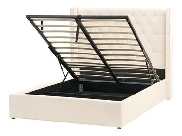 Cama con almacenaje LUBBON Terciopelo Blanco crema 140 x 200 cm - Dormitorio