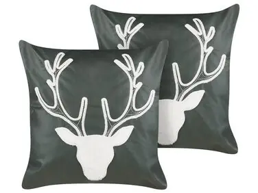 Conjunto de 2 cojines decorativos BICOCCA Terciopelo 45 x 45 cm Verde oscuro Patrón navideño - Accesorios decorativos