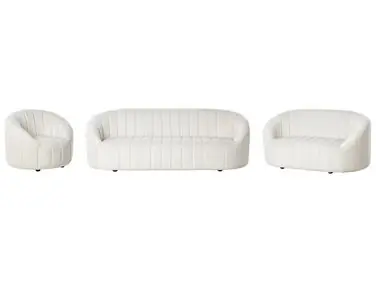 Conjunto de sala de estar 6 plazas MALUNG Terciopelo Blanco crema