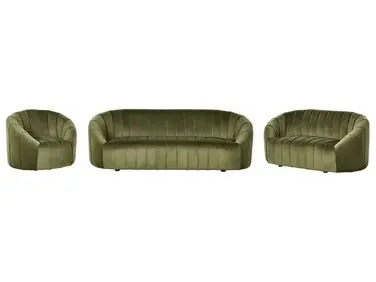 Conjunto de sala de estar 6 plazas MALUNG Terciopelo Verde oscuro
