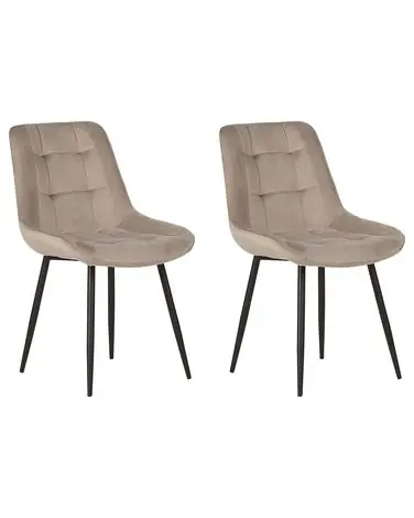 Conjunto de 2 sillas de comedor MELROSE Terciopelo Gris pardo