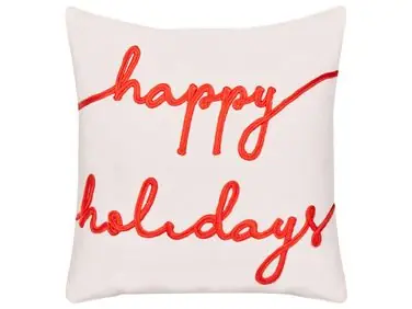 Cojín decorativo EXACUM Terciopelo 45 x 45 cm Blanco Patrón navideño - Accesorios decorativos