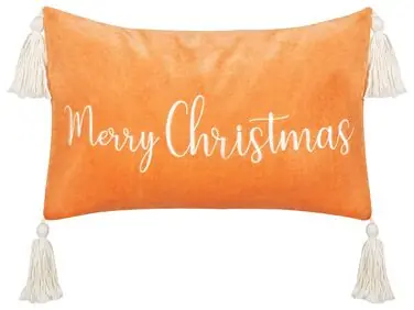Cojín decorativo LITHOPS Terciopelo 30 x 50 cm Naranja Patrón navideño - Accesorios decorativos
