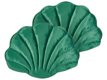 Conjunto de 2 cojines decorativos CONSOLIDA Terciopelo 47 x 35 cm Verde esmeralda Liso - Accesorios decorativos