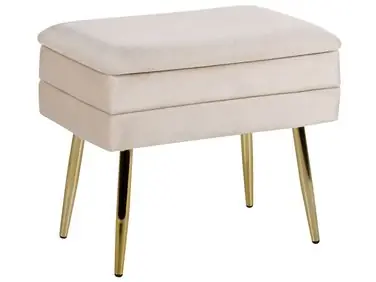Upholstered Storage Bench ODESSA Velvet Beige - Living Room