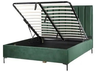 Cama con almacenaje SEZANNE Terciopelo Verde oscuro 160 x 200 cm - Dormitorio