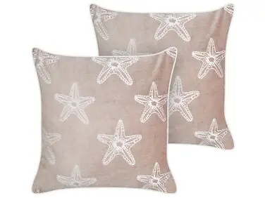 Conjunto de 2 cojines decorativos CERAMIUM Terciopelo 45 x 45 cm Rosa pastel Patrón floral - Accesorios decorativos