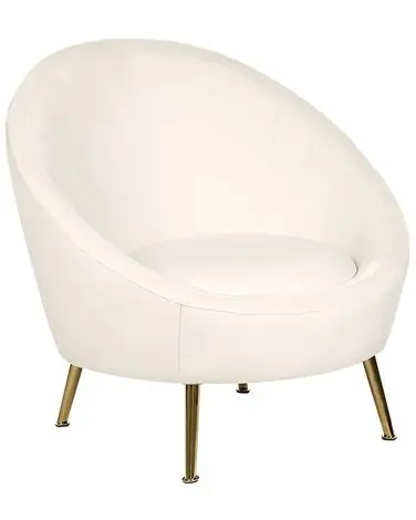 Sillón LANGA Terciopelo Blanco crema - Sala de estar
