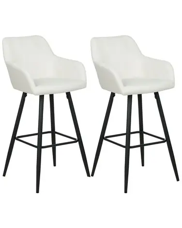 Conjunto de 2 sillas de bar CASMALIA Terciopelo Blanco crema - Comedor