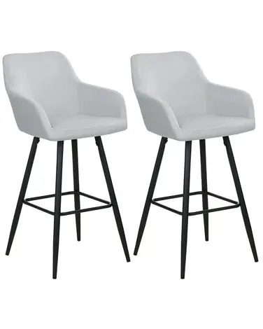 Conjunto de 2 sillas de bar CASMALIA Terciopelo Gris claro - Comedor