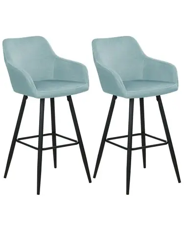Conjunto de 2 sillas de bar CASMALIA Terciopelo Azul claro - Comedor