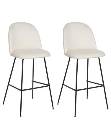 Conjunto de 2 sillas de bar ARCOLA Terciopelo Blanco crema - Comedor