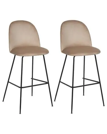 Conjunto de 2 sillas de bar ARCOLA Terciopelo Gris pardo - Comedor