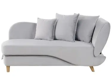 Chaise longue derecho MERI Terciopelo Gris claro con almacenaje - Sala de estar