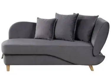 Chaise longue derecho MERI Terciopelo Gris oscuro con almacenaje - Sala de estar
