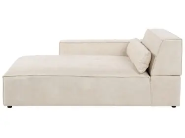 Chaise longue derecho HELLNAR Terciopelo Beige claro - Sala de estar