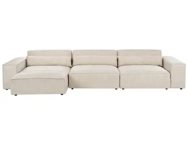 Sofá modular 3 plazas HELLNAR Beige claro Terciopelo con otomana - Sala de estar