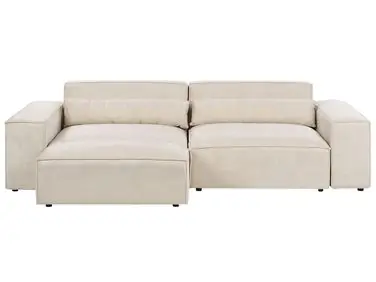 Sofá modular 3 plazas HELLNAR Beige claro Terciopelo con otomana - Sala de estar