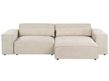 Sofá modular esquinero 3 plazas HELLNAR Izquierda Beige claro Terciopelo - Sala de estar