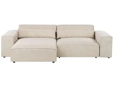 Sofá modular esquinero 3 plazas HELLNAR Derecha Beige claro Terciopelo - Sala de estar