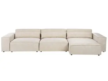 Sofá modular esquinero 4 plazas HELLNAR Izquierda Beige claro Terciopelo - Sala de estar