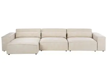 Sofá modular esquinero 4 plazas HELLNAR Derecha Beige claro Terciopelo - Sala de estar