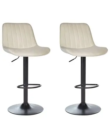 Conjunto de 2 sillas de bar DUBROVNIK Terciopelo giratoria Beige claro - Comedor