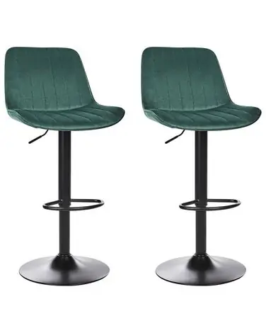Conjunto de 2 sillas de bar DUBROVNIK Terciopelo giratoria Verde esmeralda - Comedor