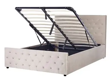 Cama con almacenaje AMIENS Terciopelo Gris pardo 140 x 200 cm - Dormitorio