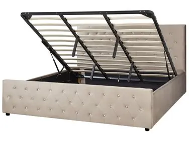 Cama con almacenaje AMIENS Terciopelo Gris pardo 180 x 200 cm - Dormitorio