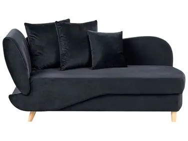 Chaise longue izquierdo MERI Terciopelo Negro con almacenaje - Sala de estar