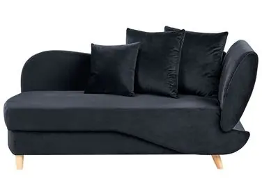 Chaise longue derecho MERI Terciopelo Negro con almacenaje - Sala de estar