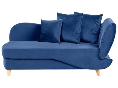 Chaise longue derecho MERI Terciopelo Azul marino con almacenaje - Sala de estar