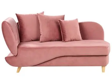 Chaise longue izquierdo MERI Terciopelo Rosa con almacenaje - Sala de estar