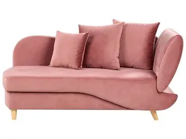 Chaise longue derecho MERI Terciopelo Rosa con almacenaje - Sala de estar