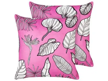 Conjunto de 2 cojines decorativos MALVA Terciopelo 45 x 45 cm Rosa Patrón floral - Accesorios decorativos