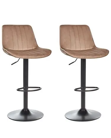 Conjunto de 2 sillas de bar DUBROVNIK Terciopelo giratoria Marrón claro - Comedor
