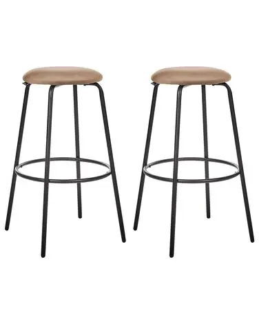 Conjunto de 2 sillas de bar MORTON Terciopelo Marrón claro - Comedor