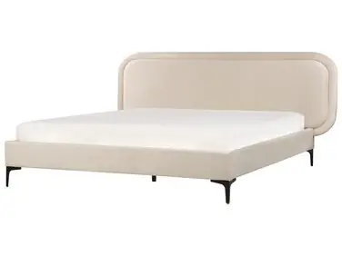 Cama Terciopelo SUZETTE 160 x 200 cm Beige claro - Dormitorio