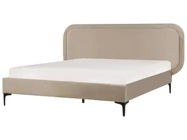Cama Terciopelo SUZETTE 140 x 200 cm Beige - Dormitorio