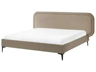 Cama Terciopelo SUZETTE 160 x 200 cm Beige - Dormitorio