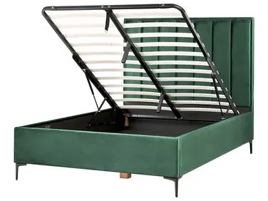 Cama con almacenaje SEZANNE Terciopelo Verde oscuro 140 x 200 cm - Dormitorio
