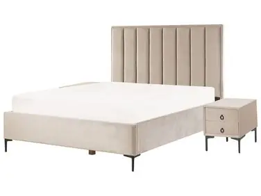 Conjunto de dormitorio SEZANNE Terciopelo Gris pardo 160 x 200 cm
