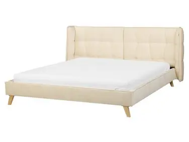 Cama Terciopelo SENLIS 160 x 200 cm Beige - Dormitorio