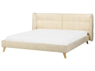 Cama Terciopelo SENLIS 180 x 200 cm Beige - Dormitorio