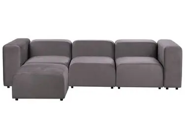 Sofá modular 3 plazas FALSTERBO Gris oscuro Terciopelo con otomana - Sala de estar