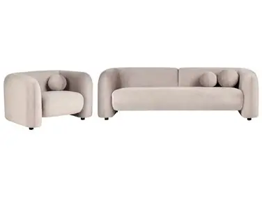 Conjunto de sala de estar 4 plazas LEIREN Terciopelo Gris pardo