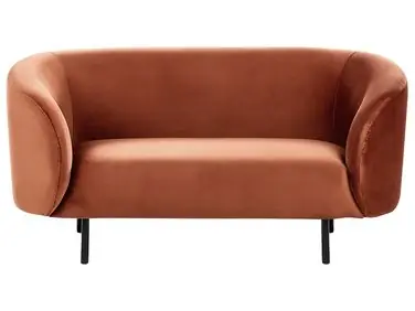Sofá 2 plazas LOEN Terciopelo Naranja - Sala de estar
