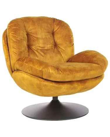 Swivel Armchair NOLVIK Velvet Mustard - Living Room
