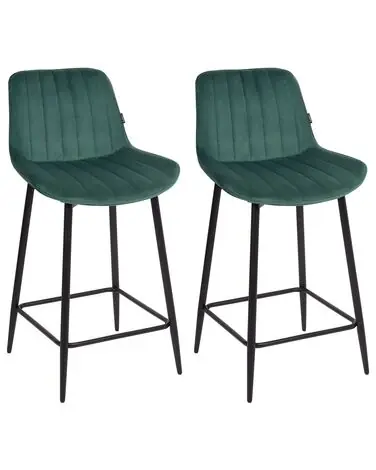 Conjunto de 2 sillas de bar DUBROVNIK Terciopelo Verde esmeralda - Comedor